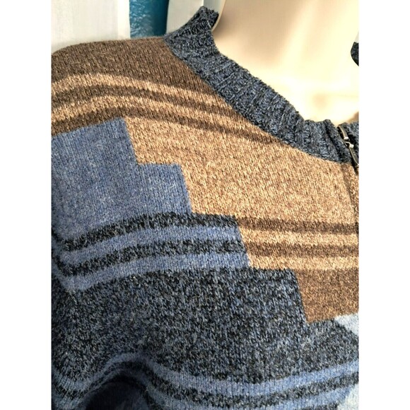 Woolrich Zip Up Sweater Womens Size Large Aztec Blue Brown Aztech Lambs Wool - Picture 8 of 11